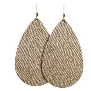Nickel & Suede Large Teardrop Leather Earrings Bronze Leaf